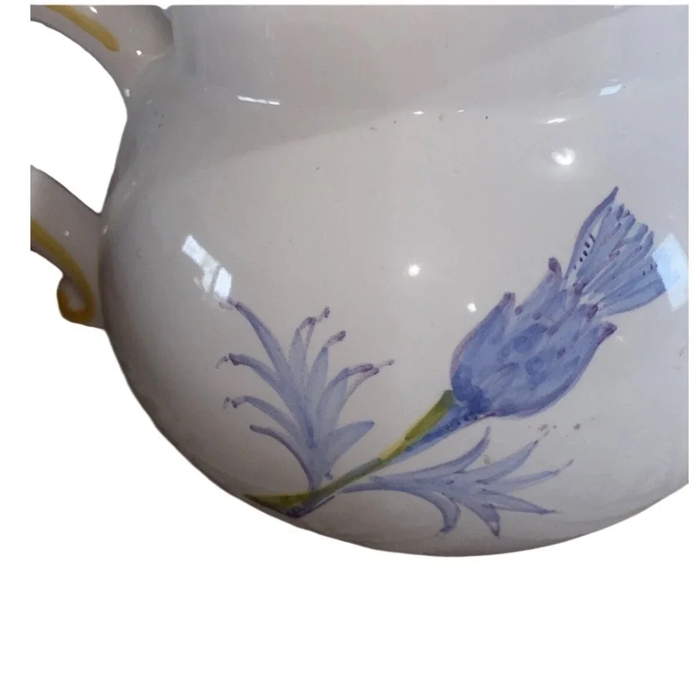Laura Ashley Teapot Handpainted Italy Blue Thistle Floral Ceramic Vintage Style